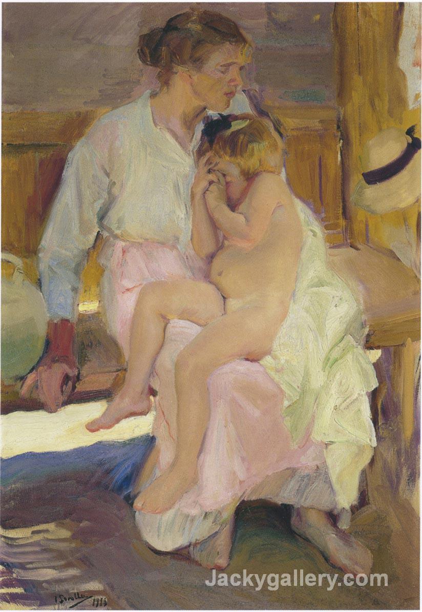 Mother and daughter, Valencia beach by Joaquin Sorolla y Bastida paintings reproduction